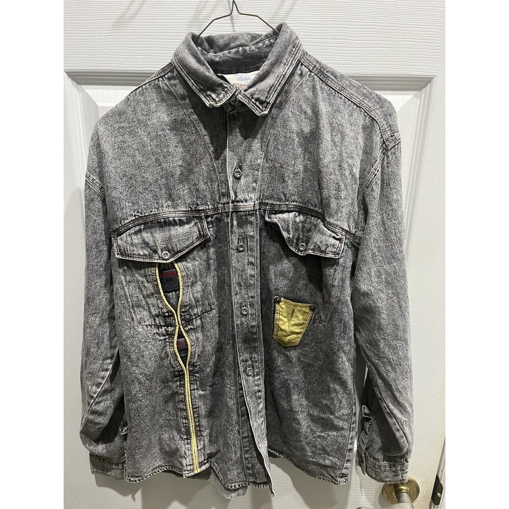 Gitano Acid wash denim Button Up Gray Yellow XL Bait And Tackle Outdoors